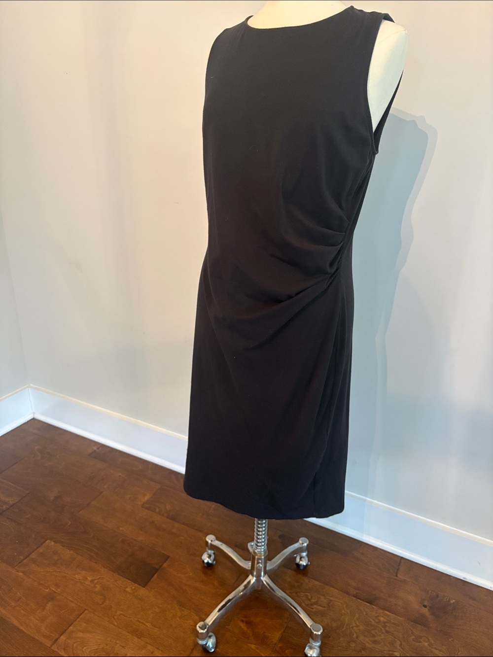 Women's Black Draped Midi Dress Brooks Brothers XL Stunning 🤩